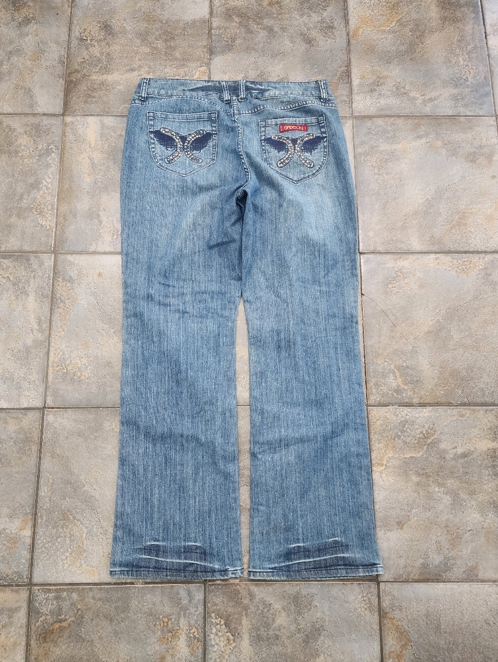 Vintage Y2K Sasson Women's 16 38x30 Embroidered Bootcut Flare Denim Jeans